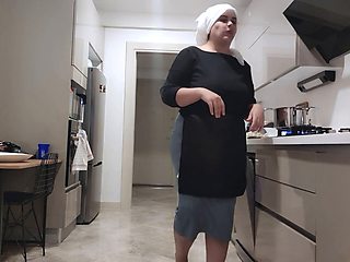 My big ass stepmom hardened my cock with her tight skirt