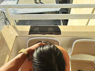 POV: I Fuck a BBC on the Balcony -blowjob and Fuck Hard in Doggystyle