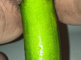 She wanted her tight pussy to play with cucumber and fuck