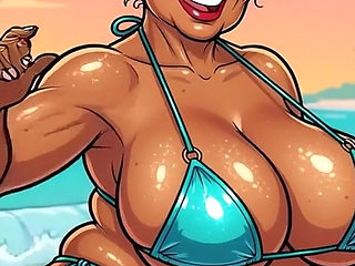 Busty Granny Huge Boobs Beach Tease - New Ai Style
