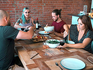 Dine Featuring Charlie Forde, Nova Hawthorne, Woody Alyx, Violet Devine, Leo Vargrsson, Trixie Monroe