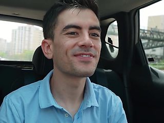 Hot woman with perfect boobs fucked inside a car