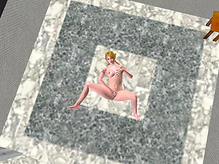 Cute Blond Girl Fingers Pussy & Masturbates with Cucumber 3D Cartoon Hentai