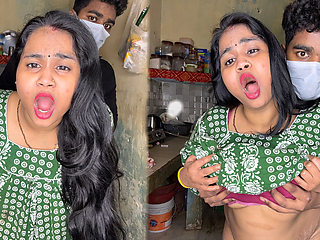 Full night non stop fucking in the kitchen of brother-in-law and sister-in-law, hard desi fuck all night