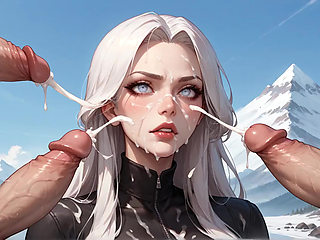 Snowy Summit 4-penise Semen Spray Orgy