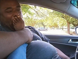 Car Session Having Andrea's Size 8 Dark Chocolate Ebony Feet for Breakfast!!!