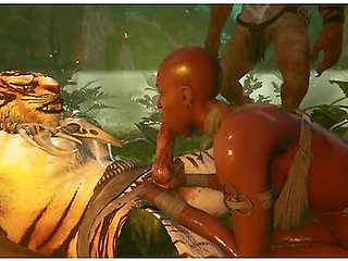 Tribe Woman Swallowing Cum In The Jungle 3d