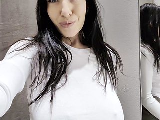 Try on in public dressing room hot girl