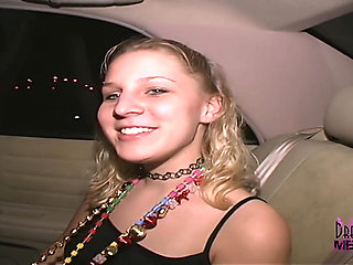 College girl fingers her pussy in my back seat