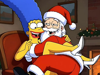 Santa Claus Fucks Married Housewife Marge Simpson on Christmas Day