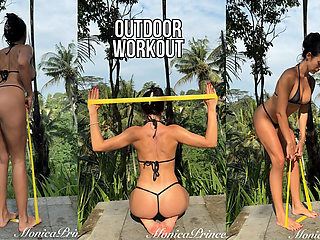 Outdoor Workout for Back, Arms and Ass in Micro Bikini