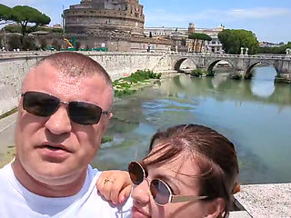 Rough Couple Sex in Rome - Hairy MILF Mirror Play & Creampie