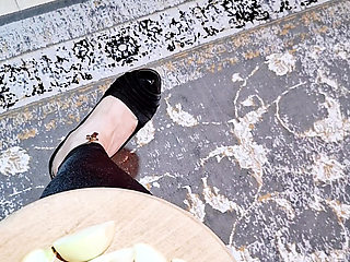 BDSM Slave Feeding Under My Feet  Spit on Food, Humiliation & FootShoe Worship Training