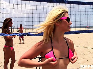 Blonde brunette have group sex
