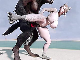 Wolf Girl Fucked By Werewolf On The Beach 2