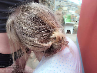 Dildoing while hiking then blowjob with stranger