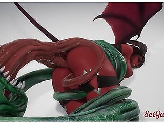 Succubus Girl Is Fucked By A Monster With Many Cocks