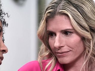 Cory Chase adds whipped cream to Olivia Jay's chocolate pie