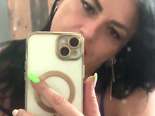 Blue Lace Mirror Tease with My Squirt-stained Mirror