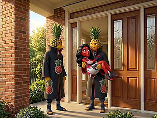 Fruit Series: Episode 3 - Cute Strawberry Girl and Pineapple Girl Sharing Sensual Ai Hentai