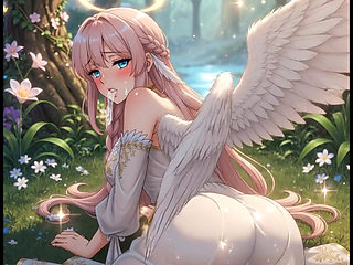Hentai angel with big boobs masturbates