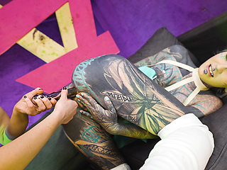 Two Hot Girls in Latex and High Heels Using Big Metal Toy Together, Atp, Anal Gapes, Lesbian