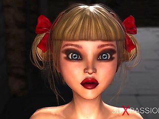 Devil plays with a super hot girl in hell