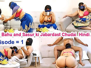 Indian Desi Bahu Fucked Hard By Sasur - Hindi Audio Episode 1 - Big Boobs, Blowjob, Doggy Style