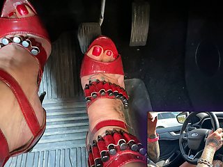 Red High Heels Driving (201)