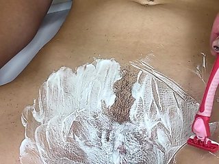 Shaving Runway! Intimate Pussy Trimming! Model with Big Natural Tits!