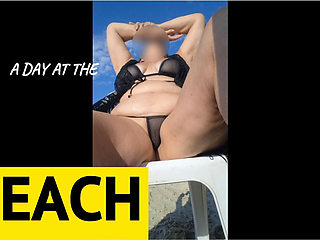 Hot Crown Sunbathing on the Beach in Transparent Micro Bikini