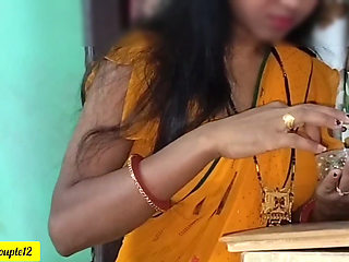 Desi Indian bhabhi in yellow saree looking hot and sexy