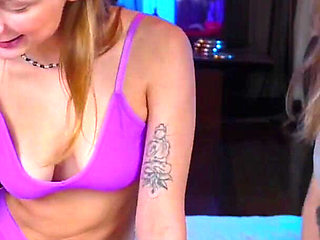 Two Lesbians Play with Cream on Feet and Tits