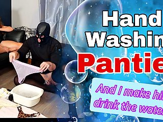 Slave Washes my Panties Femdom Servitude Real Homemade Amateur Female Domination Bondage BDSM