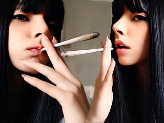 Goth Babe Smoking in bathrobe (ask me for full vid)