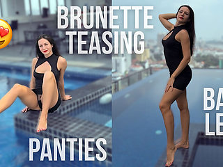 Mini Dress, Bare Legs, Roof Top Pool