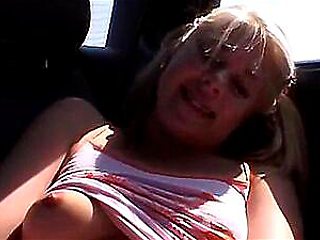 Little Summer goes solo masturbating in car