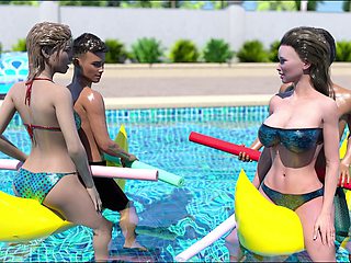 Pc gameplay, visual novel, bathing suit