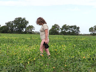 Patricia naked in soybean field