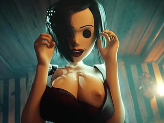 Animated girl gives intense close up blowjob in dark scene