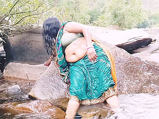 Silk Stepaunty Outdoor Bath Sex in Waterfall Telugu Dirty Talks.