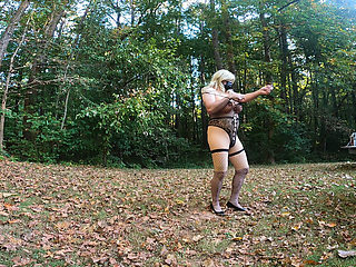 Big fake tits female body suit crossdresser BTS in lingerie