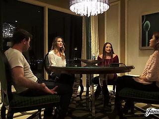 Avi Love, Bambi, Sami Parker in reverse gangbang action with James Deen