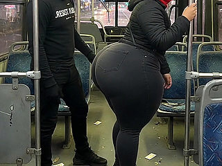 Big Ass Girl in Pink Leggings on the Bus Strips to Pink Thong