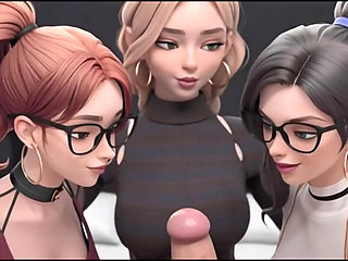 Three hot students are relaxing in an adult way (AI generated)