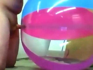 Daddy Plays with Inflatable Beach Ball Sex Toy