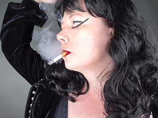 Lighting Match and Smoking American Spirit with Long Fingernails