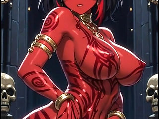 red demon girls sexy pose (Ai animation)