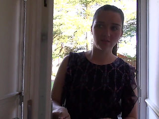 Big ass brunette with small tits pounded hard on the couch