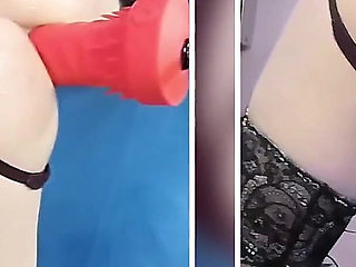 Big Dildo Anal Masturbation on the Fucking Machine